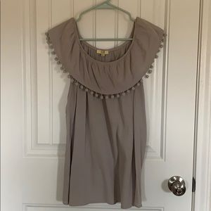 grey pom pom top